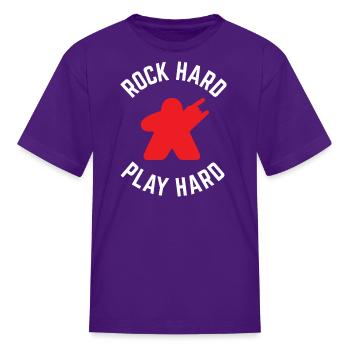 Rock Hard Play Hard Meeple - Kid's T-Shirt - purple - Front