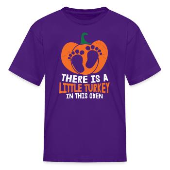Thanksgiving Turkey In The Oven Pregnant - Kid's T-Shirt - purple - Front