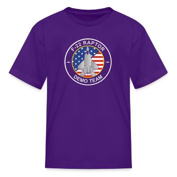 F-22 Raptor Demo Patch - Kid's T-Shirt - purple - Front