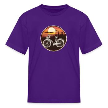 Bike Retro Bike Biking Sunset - Kid's T-Shirt - purple - Front