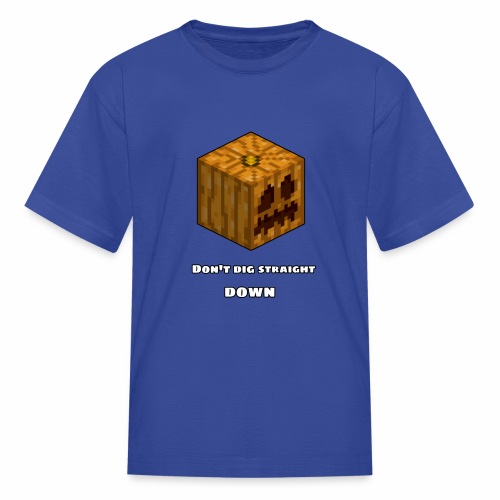 Don't Dig Straight Down Jackolantern Pixel Gourd. - Kids' T-Shirt