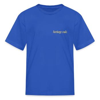 Minimalist “Heritage Code” Typography Design - Kid's T-Shirt - royal blue - Front