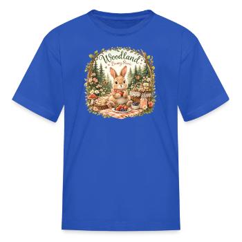 Woodland Bunny Picnic - Kid's T-Shirt - royal blue - Front