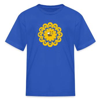 Bee on Sunny Daisy Floral - Kid's T-Shirt - royal blue - Front
