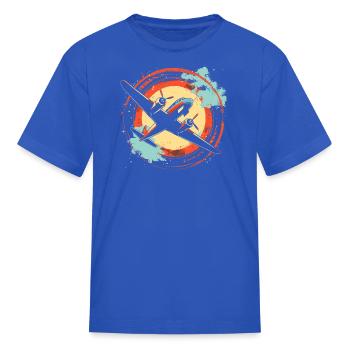Airplane Illustration - Kid's T-Shirt - royal blue - Front
