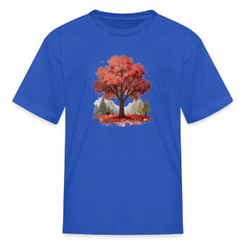 Autumn Watercolor Maple Tree - Kid's T-Shirt - royal blue - Front