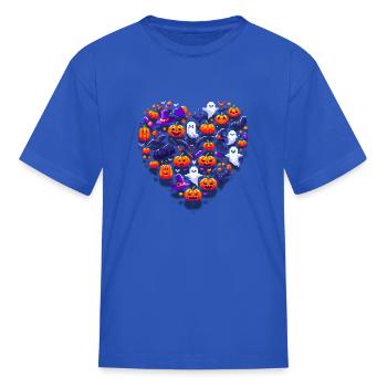 pixel floating heart halloween women - Kid's T-Shirt - royal blue - Front
