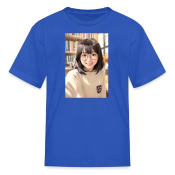 Cozy Anime Librarian Glow - Kid's T-Shirt - royal blue - Front