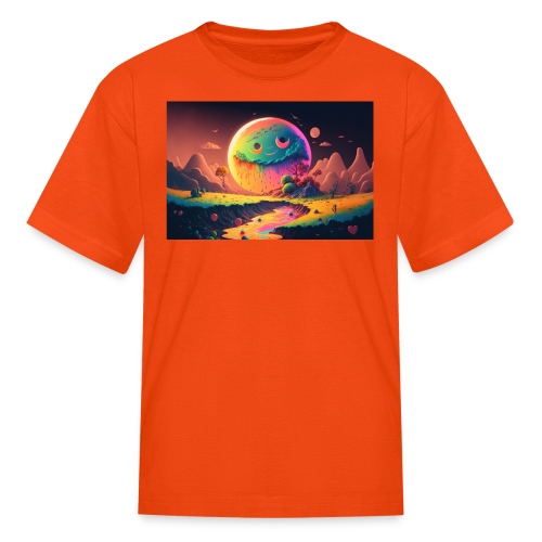 Spooky Smiling Moon Mountainscape - Psychedelia - Kids' T-Shirt