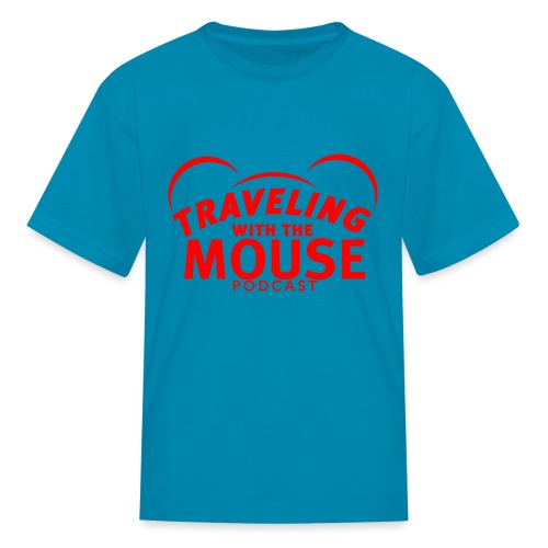 TravelingWithTheMouse logo transparent RED Cropped - Kids' T-Shirt