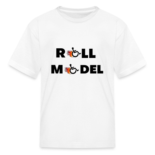 Roll model in a wheelchair, for wheelchair users - Kids' T-Shirt