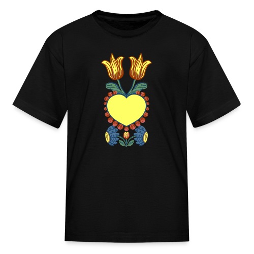 Tulip Heart Floral Motif - Kids' T-Shirt