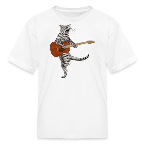 Busker the Cat Guitar Player - Kids' T-Shirt