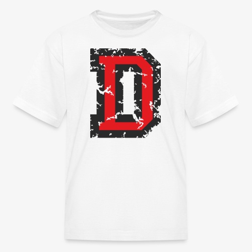 Letter D (Distressed) Black/Red - Kids' T-Shirt