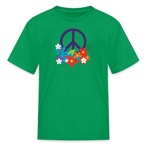 Hippie Peace Design With Flowers - Kids' T-Shirt