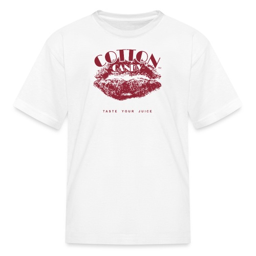 CottonCandyLogo-MONOChrome-NOVAPE-TM-slogan-MAROON - Kids' T-Shirt