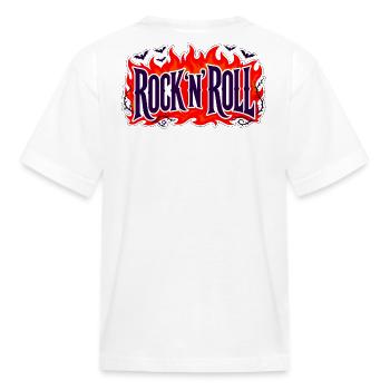 Rock N Roll Heavy Metal Flame Graphic - Kid's T-Shirt - white - Back