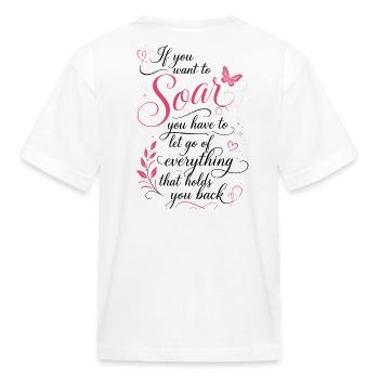 Let Go to Soar: Pink Script Flourish - Kid's T-Shirt - white - Back