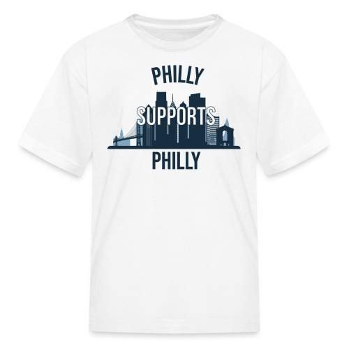Philly Supports Philly skyline blue transparentbg - Kids' T-Shirt