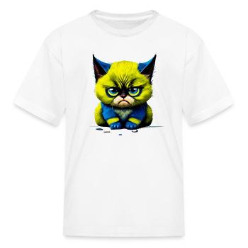 A Cute, Evil, Frustrated, and Grumpy Cat - Kid's T-Shirt - white - Front