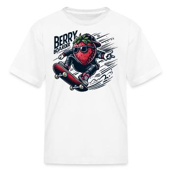 Berry Boarder – Fun Skateboarding - Kid's T-Shirt - white - Front