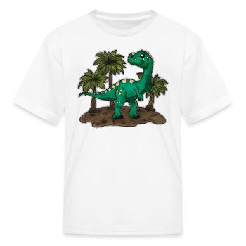 Dino Land Walk - Crazy Cool Kids Shirt Design - Kid's T-Shirt - white - Front