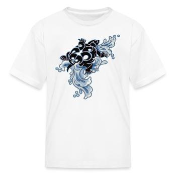 Tribal Turtle Riding Waves - Kids Shirt Designs - Kid's T-Shirt - white - Front