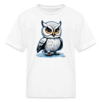 AI Airbrushed White Owl Cartoon - Kid's T-Shirt - white - Front