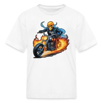 AI Airbrushed Skeleton Easy Rider Cartoon - Kid's T-Shirt - white - Front