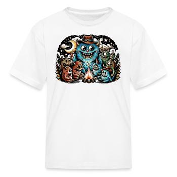 AI Fuzzy Creatures By The Campfire - Kid's T-Shirt - white - Front