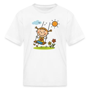 Joie ensoleillée enfant sur balançoire - T-shirt Enfant - blanc - Devant