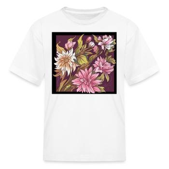 Dahlia Bloom on Plum - Kid's T-Shirt - white - Front
