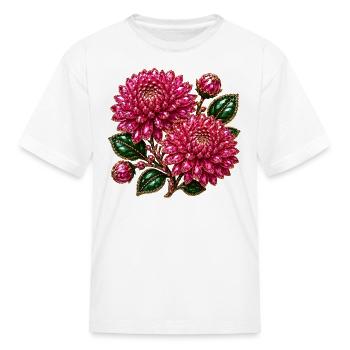 Crystal Pink Chrysanthemum Jewel - Kid's T-Shirt - white - Front