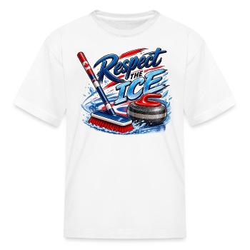 Respect The Ice Curling Shirt | Curler Humor Merch - Kid's T-Shirt - white - Front