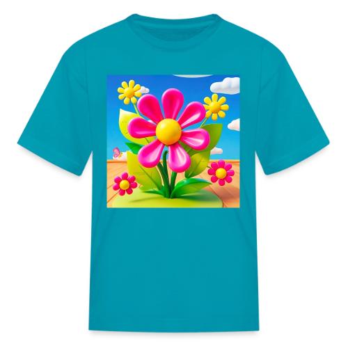 Pink Floral Peace | Sky & Nature Design - Kid's T-Shirt