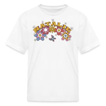 Natalie Groovy Flower Tie Dye, Natalie Hippie - T-shirt Enfant - blanc - Devant