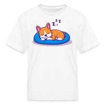 Cute Corgi Dog Sleeping in Peace - Kid's T-Shirt - white - Front
