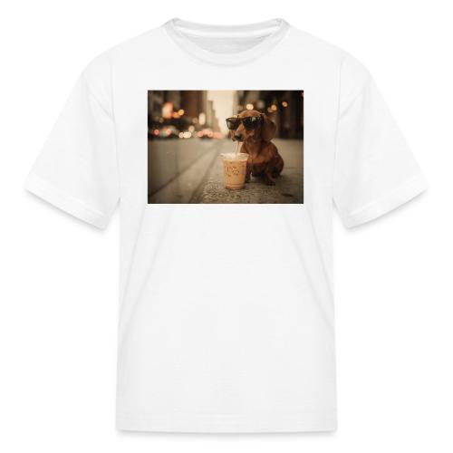 Funny Dachshund Iced Coffee Lover Tee - Kid's T-Shirt