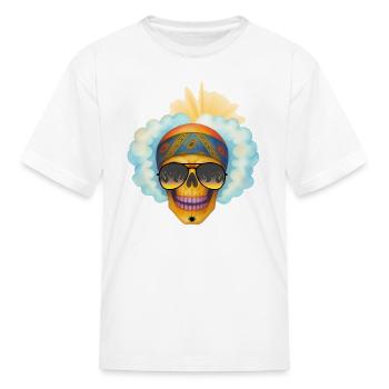 Paisley Bandana Smoke Skull. - Kid's T-Shirt - white - Front