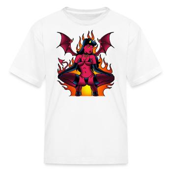 American Traditional Flaming Demoness - Kid's T-Shirt - white - Front