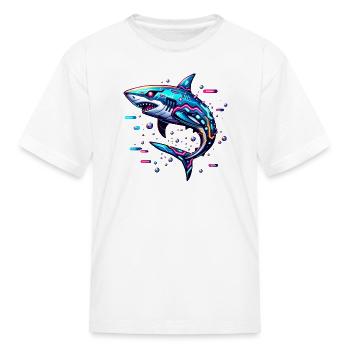 Futuristic Cosmic Shark - Kid's T-Shirt - white - Front