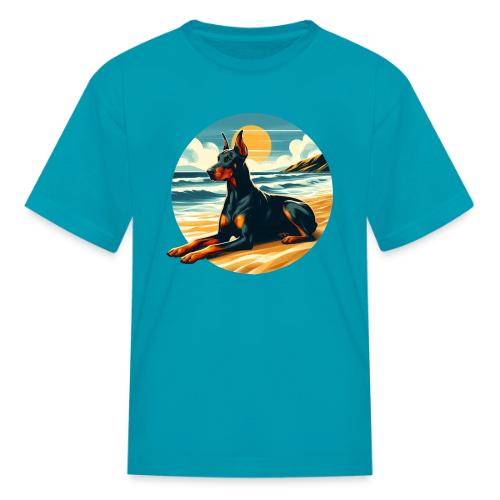 Doberman On The Beach - Kid's T-Shirt