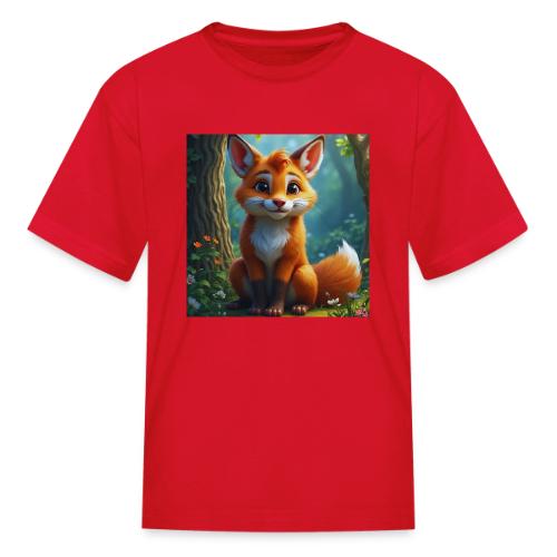Magical fantasy fox in enchanted forest scene - Kid's T-Shirt