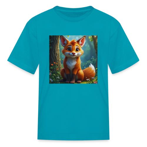 Magical fantasy fox in enchanted forest scene - Kid's T-Shirt