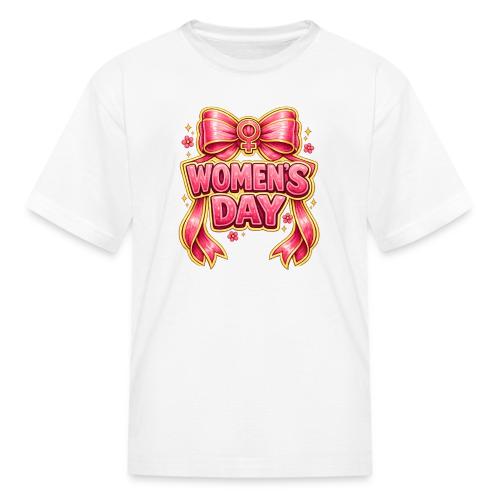 Cute Pink Bow Women’s Day Feminist Symbol - Kid's T-Shirt
