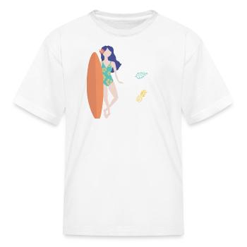 Surfboard swimsuit bikini pineapple - Kid's T-Shirt - white - Front