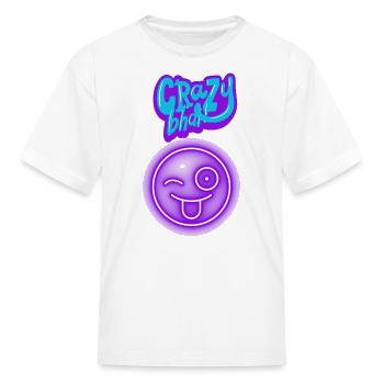 Crazy Bhai Purple Neon Glow Graphic Tee - Kid's T-Shirt - white - Front