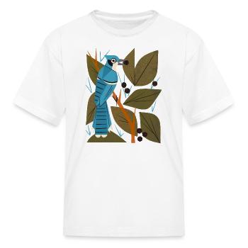 Blue Jay And Berries - Kid's T-Shirt - white - Front