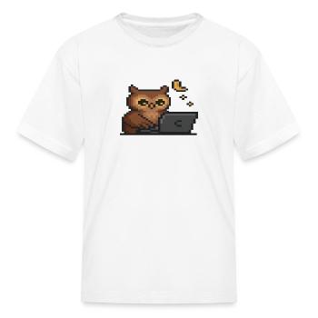 Pixel Owl Engaged in Coding - Kid's T-Shirt - white - Front