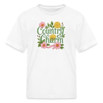 Country Charm Spring Flowers Floral Script - Kid's T-Shirt - white - Front
